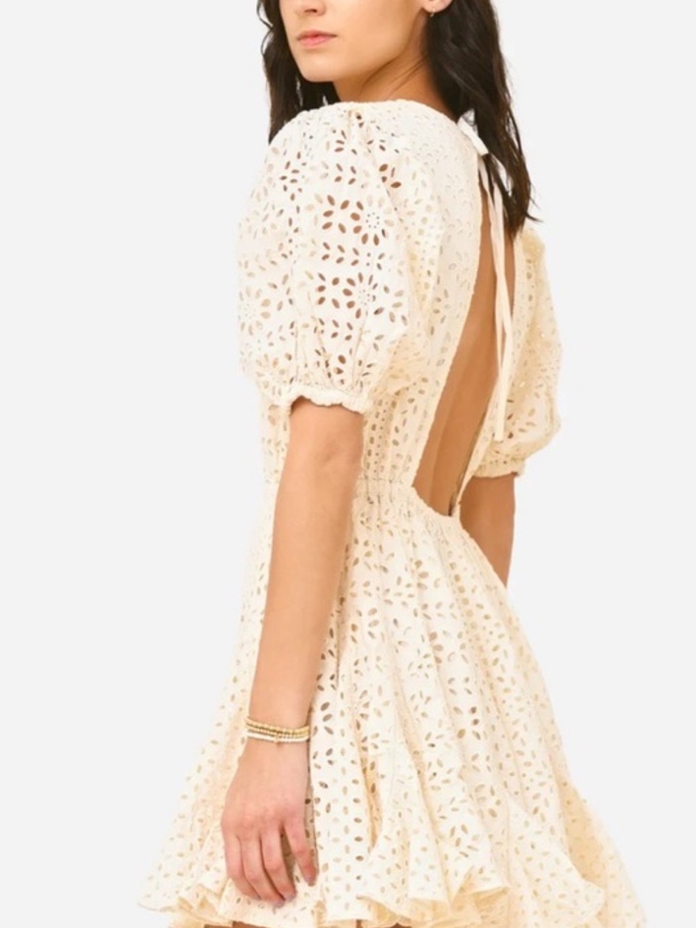 RHODE Cream Eyelet Mini Dress - Picture 5 of 8